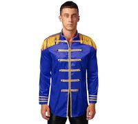Yihuimin Adult 1970s Sergeant Pepper Rock Star Musical Costume Silky Solider Award Coat Jacket Blue 3XL