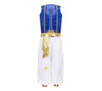 Yihuimin Arabian Prince Street Dance Suits for Boys Silky Waistcoat with Harem Pants Royal Blue 11-12 Years