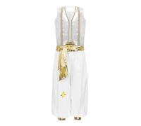 Yihuimin Arabian Prince Street Dance Suits for Boys Silky Waistcoat with Harem Pants White 15-16 Years
