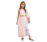Yihuimin Child Girls Greek Princess Suits One Shoulder Maxi Toga Dress with Laurel God of War Clothes Pink 15-16 Years