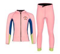Yihuimin Child Neoprene Wetsuits Two Piece Compression Thermal Swimsuits Zip Up Shirts with Leggings Pink 7-8 Years