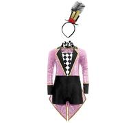 Yihuimin Deluxe Ringmaster Costume Long Sleeve Sequined Leotard and Tailskirts Set for Girls Pink 5-6 Years
