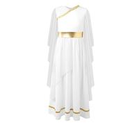 Yihuimin Girls Ancient Greek Nymph Ruffles Toga Dress Grecian God Princess Gown Cosplay Fancy Dress-up White A 16 Years