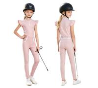Yihuimin Girls Kids 2 Piece Equestrian Outfit Half Zip Pullover | Horse Riding Leggings,Horseback Show Outfits,Horse Sweatshirt and Pants,Equestrian Schooling Tights,Breathable