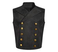 Yihuimin Kids Medieval Waistcoat Steampunk Double Breasted Vest Jacket Cowboys Riding Outerwear Black 11-12 Years