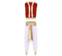 Yihuimin Men Toad Captain Cosplay Costume Arabian Prince Street Dance Waistcoat with Harem Pants Red&White A L