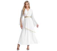 Yihuimin Roman Nymph Costume for Women Greek Toga Dress Adult Enchanted Forest Party Gown White XXL
