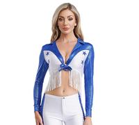 Yihuimin Womens 70s Hippie Cheer Leader Costume Country Rodeo Outfit Retro Western Style Royal Blue M