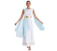 Yihuimin Women's Greek Nymph Cosplay Costume Ruffles Toga Maxi Gown Ancient Rome Princess Dancewear Light Blue M
