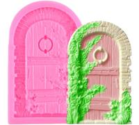 YIHUOMOLDS Enchanted Fairy Garden Fairy Gnome Home Door Silicone Chocolate Molds For Cake Decorating Cupcake Topper Chocolate Candy Gum Paste Polymer Clay