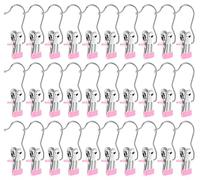 Yihurlm Boot Hanger, 30 Pack Laundry Hooks with Clips, Stainless Steel, Space Saving Boot Clips for Hanging (Pink)
