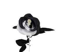 Yiiannda Artificial Rose Flower Branches with Skull Head, Simulation Rose Fake Flower Affectionate Single Branch Halloween Skull Artificial Black and white