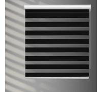 YIIBAII Day and Night Roller Blinds Zebra Blinds Blackout or Translucent Vision Roller Shades for Windows and Doors（W 70cm x L 150cm,Black）