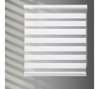 YIIBAII Day and Night Roller Blinds Zebra Blinds Blackout or Translucent Vision Roller Shades for Windows and Doors（W 80cm x L 150cm,White）
