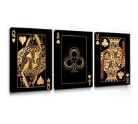 YIIBZBGY 16x24 inch Set of 3 Frameless Playing Cards Wall Art Canvas King of Spades, Queen of Hearts, Ace of Spades Poster for Living Room, Bedroom, Bathroom, Kitchen, Office