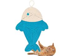 Yiifunglong Fish Shape Cat Scratching Mat, Pet Cat Scratch Pad, Natural Sisal Non-Slip Scratcher Toy Cushion Sleeping Rug with Hanging Rope Protecting Furniture Wall Floor Scratch Pad