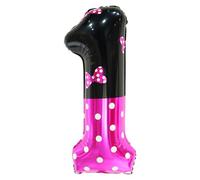 YIIHMEI 40 Inch Cartoon Mouse Number 1 Pink Balloons,Giant Number with Bow Pattern Style One Balloons for 1st Baby Shower Anniversary Birthday Theme Party Decorations Supplies