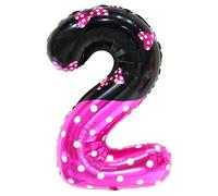 YIIHMEI 40 Inch Cartoon Mouse Number 2 Pink Balloons,Giant Number with Bow Pattern Style One Balloons for 2st Baby Shower Anniversary Birthday Theme Party Decorations Supplies