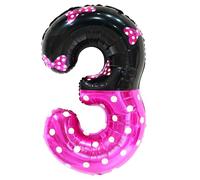 YIIHMEI 40 Inch Cartoon Mouse Number 3 Pink Balloons,Giant Number with Bow Pattern Style One Balloons for 3st Baby Shower Anniversary Birthday Theme Party Decorations Supplies