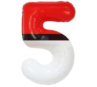 YIIHMEI 40 Inch Number 5 Balloons Birthday Party Decorations, Red and White Theme Large Balloon Decor Supplies for Kid's