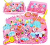 YIIHMEI Unicorn Magic Play Set Toys for Girls, Unicorn Gifts - All in One Sand Playset No Mess - Sand Art Kits Birthday Presents for Girls 3 4 5 6 7 8 Year Old