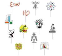 YiiiGoood 24pcs Science Theme Paper Cupcake Toppers Science Cake Decorations Mad Science Baby Shower Kids Astronomy Biology Chemistry Physics Theme Birthday Party