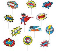 YiiiGoood 24pcs Superhero Cupcake Toppers Birthday Cake Decoration Picks Decorations Party Supplies