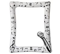 YiiiGoood Music Notes Party Inflatable Selfie Photo Frame, Black, White, Bright Party Colors, Musical Notes Theme, Perfect for Parties & Celebrations