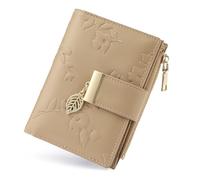yiijay Small Wallet Women RFID Blocking Leather Bifold Wallet Credit Card Holder for Women Ladies Compact Wallet Mini Purse With Zipper Pocket, Flora Khaki, Small Wallet for Women Trifold
