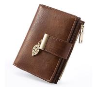 yiijay Small Wallet Women RFID Blocking Leather Bifold Wallet Credit Card Holder for Women Ladies Compact Wallet Mini Purse With Zipper Pocket, Brown, Small Wallet for Women Trifold