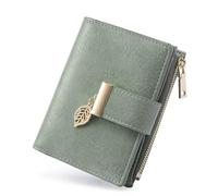 yiijay Small Wallet Women RFID Blocking Leather Bifold Wallet Credit Card Holder for Women Ladies Compact Wallet Mini Purse With Zipper Pocket, Green, Small Wallet for Women Trifold