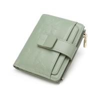 yiijay Small Womens Wallet Flora RFID Blocking Vegan Leather Bifold Compact Slim Thin Credit Card Holder Mini Purse Ladies Travel Zipper Wallet, Green, Small Wallet for Women Bifold