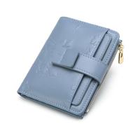 yiijay Small Womens Wallet Flora RFID Blocking Vegan Leather Bifold Compact Slim Thin Credit Card Holder Mini Purse Ladies Travel Zipper Wallet, Blue, Small Wallet for Women Bifold