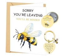 Yiiyyuuko Leaving Card Keychain Gifts Women - Sorry Your Leaving Cards Keyring Bee Charm Envelope Badge for Colleagues Workers Men Women Thank You Greeting Card New Job Retirement Gift