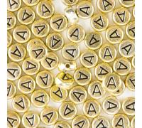 Yiizzxin 200Pcs Round Ancient Gold Letter A Beads,4x7mm Flat Vowel Letter-A Beads for Bracelets,Alphabet Beads for Jewelry Making DIY Necklaces Crafts Supply(Gold-A)