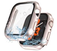 YIJDACASE 2 in 1 Waterproof Case for Apple Watch Screen Protector 45mm Series 7 8 9 Accessories with Tempered Glass Film Protective & PC Bumper Cover Compatible iWatch 45mm
