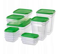 Yijia Pruta Green-Transparent 17-Piece Food Storage Container Set clear