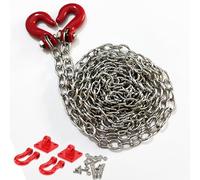 YijiaLink Metal Trailer Chain and Tow Hook 1/10 RC Car Decoration Accessories Compatible with 1/10 RC4WD D90 Axial SCX10 RC Rock Crawler (Siliver + Red)