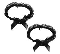 YiJianLiangBai 2PCS Black Lace Wedding Garter for Bride,Elastic Thigh Garters Belt with Bow,Sexy Bridal Leg Garter,Garters for Weddings & Parties,Women's Gift,Wedding Garters for Brides