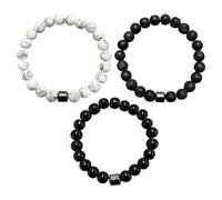 YiJianLiangBai 3Pcs Anti Alcohol Bracelets Set for Women,Sobriety Elastic Adjustable Stop Drinking Alcohol Bracelet Gifts for Father Boyfriend,Reduce Urge & Anxiety,Black+White