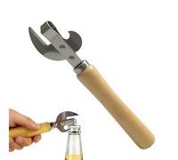 YiJianLiangBai Stainless-Steel Side-Old Style Can Opener with Ergonomic Wood Handle-Stab Can Opener for Kitchen,Camping and Restaurant-2 in 1 Manual Can Opener for Cans and Beer