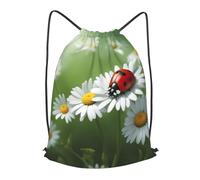 YIJIAYH Versatile lightweight Drawstring Ladybug on Daisy Flower Print Bags for Swim,Fitness,Travel,Outdoor Activities