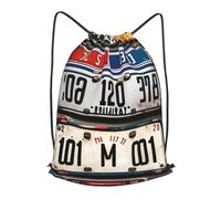 YIJIAYH Versatile lightweight Drawstring Old License Plate Print Bags for Swim,Fitness,Travel,Outdoor Activities