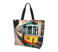 YIJIAYH Women Large Capacity lisbon tram pattern Print Shoulder Bags with Pocket for Shopping Work College Travel