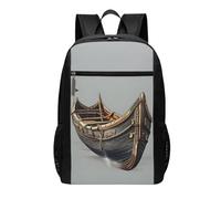 YIJIAYUN 17-Inch Large Capacity Old Viking Boats Print Backpack for school and outdoor use, for both men and women.