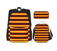 YIJIAYUN 3Pcs School Essentials German Flag Print Set for Students:School Bag+Pencil case+Lunch Bag Combination