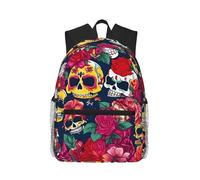 YIJIAYUN Casual Funny Canvas Sugar and Skulls and Flowers Print Backpack Cute Bookbag Laptop Backpacks Travel Daypack Unisex