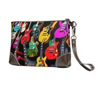 YIJIAYUN Colorful Guitar Print Leather clutch cowhide Wristlet Organizer Bag for Evening Events Date Nights Wedding