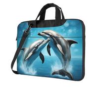 YIJIAYUN Dolphins in Love Print Laptop Bags Portable Single Shoulder Bag Slim Briefcase Messenger Bag Multi-Size