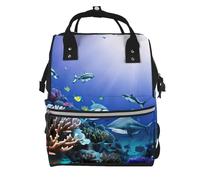 YIJIAYUN Elegant Shark Swimming Under the Sea Print Mummy backpack Large, Waterproof,Adjustable Straps for Outdoor Activities